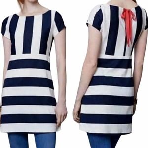Anthropologie Navy and White Striped Mini Dress
